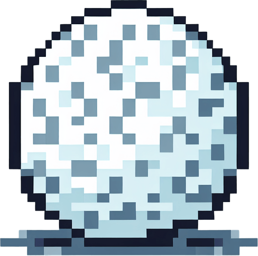 snowball. Single Game Texture. In-Game asset. 2d. Blank background. High contrast. No shadows. pixelated. 8 bit
