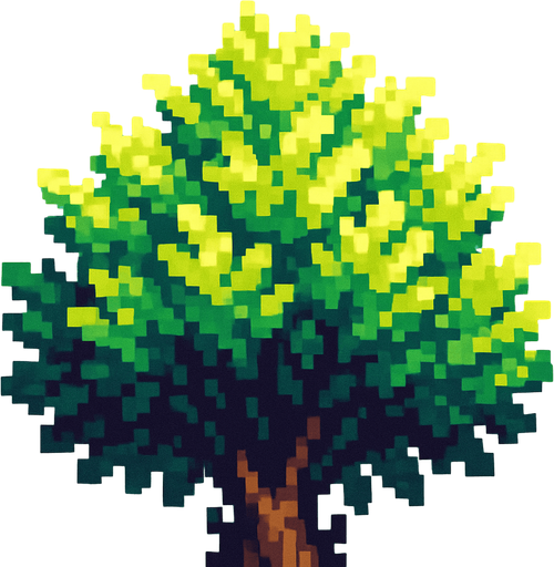 Quiero un arbusto visto desde abajo, en 32 bits.
In-Game asset.  2d.  High contrast.  No shadows