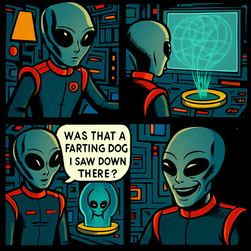 Make alien in 4th panel laugh