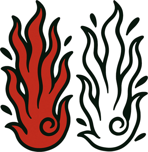 Columnas de fuego rojo y azul