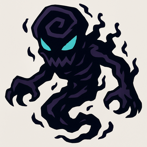 Eco oscuro personificado como un enemigo.
In-Game asset.  2d.  High contrast.  No shadows