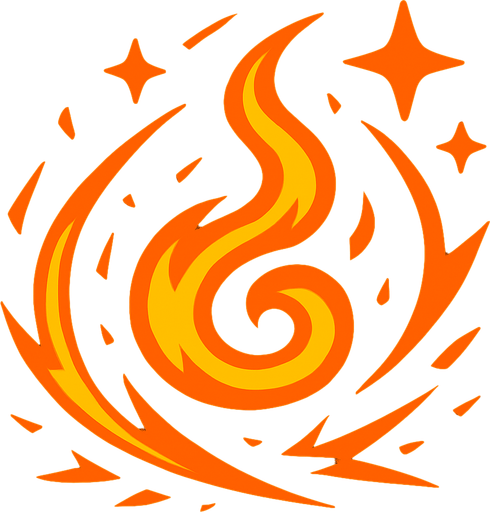 an orange magic.
In-Game asset.  2d.  High contrast.  No shadows