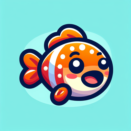 Sevimli ağzı açık ve yandan görünümlü bir balık.
Single Game Texture.  In-Game asset.  2d.  Blank background.  High contrast.  No shadows