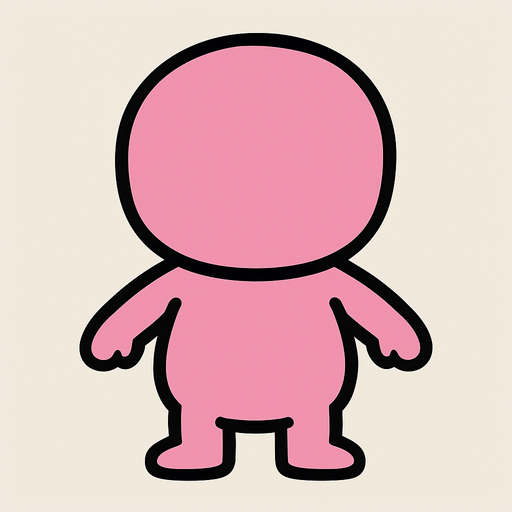 Pink labubu no eyes no ears.
In-Game asset.  2d.  High contrast.  No shadows no hair
