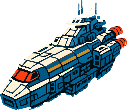 uzay gemısı buyuk.
In-Game asset.  2d.  High contrast.  No shadows