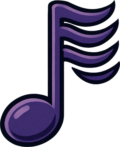 Nota musical semifusa.
In-Game asset.  2d.  High contrast.  No shadows