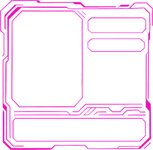 Empty cyberpunk style storybox design in which it's size enable song cover, difficulty level and song description to be added in the storybox.
In-Game asset.  2d.  High contrast.  No shadows