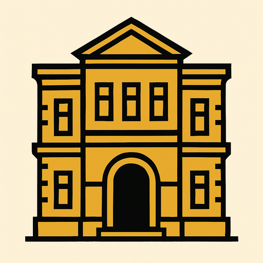 A building.
In-Game asset.  2d.  High contrast.  No shadows