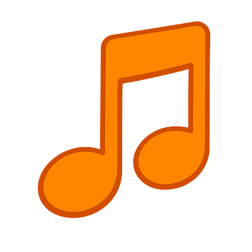 music nota orange.
In-Game asset.  2d.  High contrast.  No shadows
