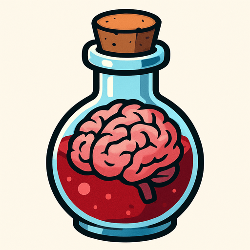2D. Brain illustrated healing potion..
In-Game asset.  2d.  High contrast.  No shadows