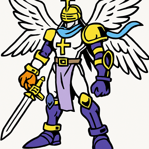 Magnaangemon.
In-Game asset.  2d.  High contrast.  No shadows
