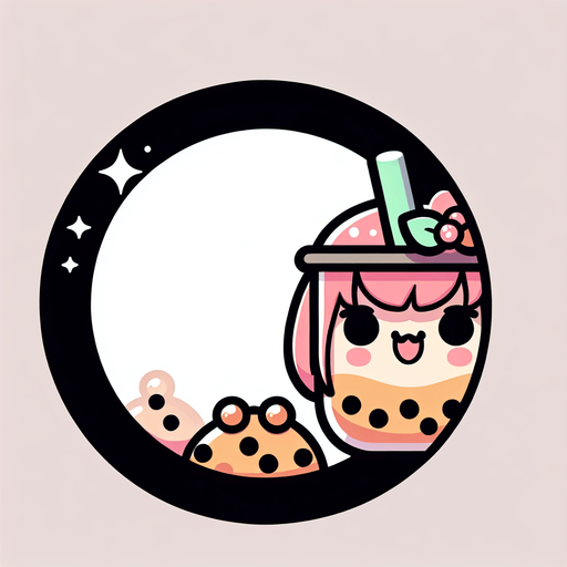 boba tea shop logo, kawaii anime, circular logo 
Single Game Texture. In-Game asset. 2d. Blank background. High contrast. No shadows.