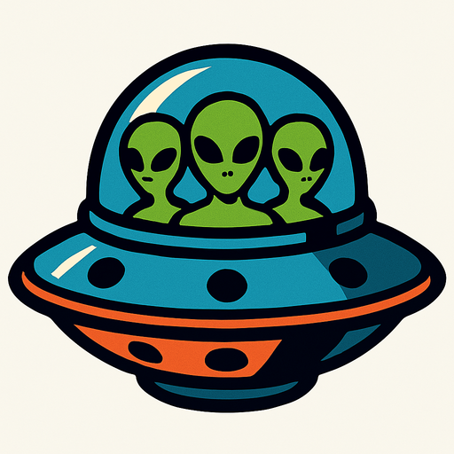 A UFO with aliens inside.
In-Game asset.  2d.  High contrast.  No shadows