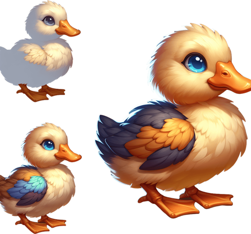 a duck chick.
Single Game Texture.  In-Game asset.  2d.  Blank background.  High contrast.  No shadows