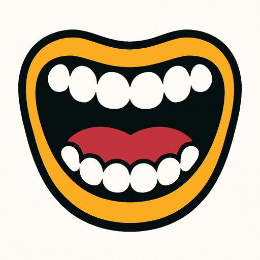 Open happy mouth with round teeth.
In-Game asset.  2d.  High contrast.  No shadows