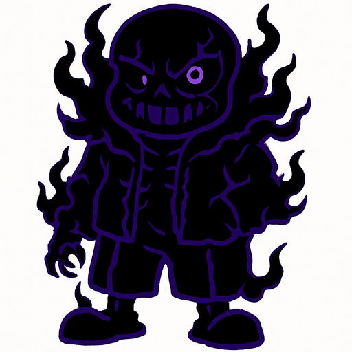 Sans consumido por la oscuridad misma sans oscuro y maligno.
In-Game asset.  2d.  High contrast.  No shadows