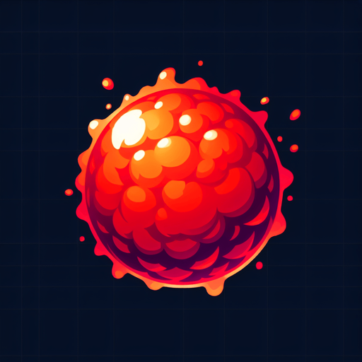 red fire ball.
Single Game Texture.  In-Game asset.  2d.  Blank background.  High contrast.  No shadows