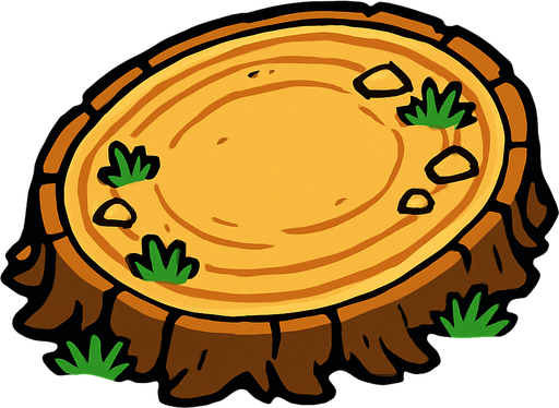 oval kütük küçük bir meydan gibi üstten görünümlü.
In-Game asset.  2d.  High contrast.  No shadows