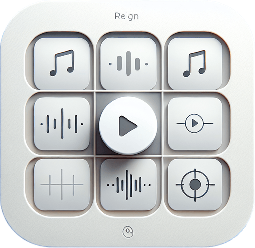 A clean and minimalistic interface for a voice recorder app, featuring a 2x2 grid layout. Each grid square represents a recording file, displayed as large, distinct tiles. Each tile includes a simple circular play button in the center, with a subtle waveform icon or progress bar beneath it to represent the audio. The background is a soft gradient of light grey to white, ensuring clarity and focus on the files. The design is modern and functional, with smooth edges and a clean UI aesthetic for a professional and user-friendly experience..
Single Game Texture. In-Game asset. 2d. Blank background. High contrast. No shadows.