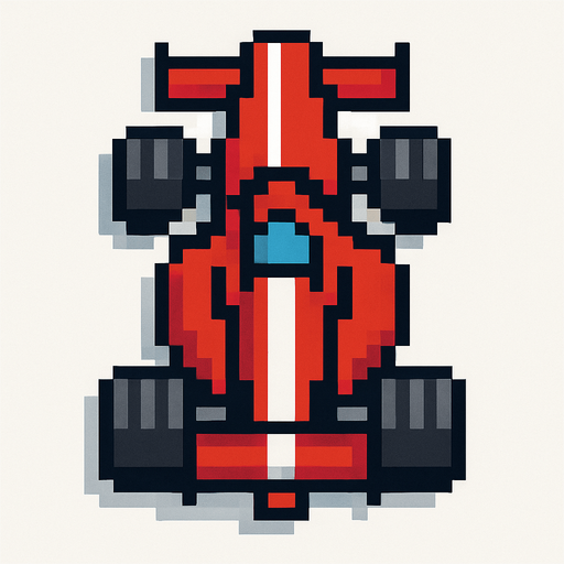 Vertical pixel racing car..
In-Game asset.  2d.  High contrast.  No shadows