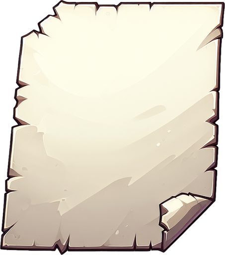 Scrap of paper, horizontal, blank, torn edge
Single Game Texture. In-Game asset. 2d. Blank background. High contrast. No shadows.