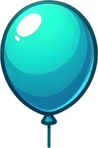turkuaz renginde balon.
Single Game Texture.  In-Game asset.  2d.  Blank background.  High contrast.  No shadows
