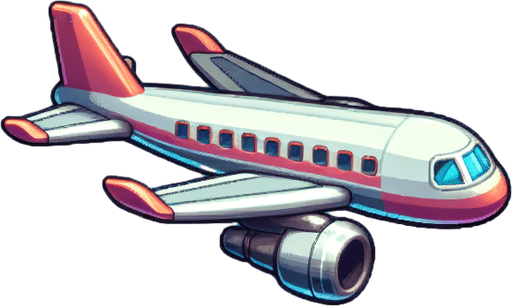 airplane  side scroller with transperent  background.
Single Game Texture. In-Game asset. 2d. Blank background. High contrast. No shadows.
