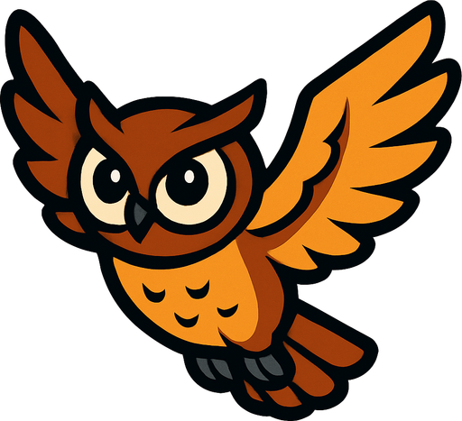 burung hantu terbang.
In-Game asset.  2d.  High contrast.  No shadows