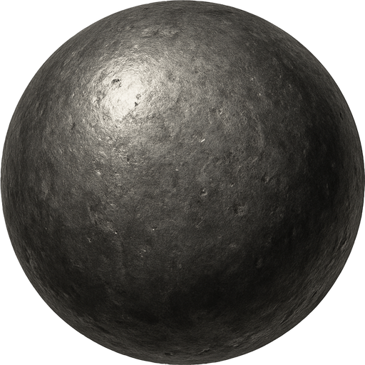 realistic iron ball bullet (sphere).
In-Game asset.  2d.  High contrast.  No shadows
