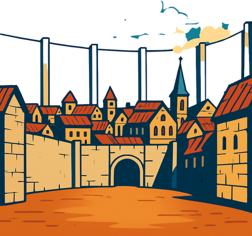 attack on titan world game background.
In-Game asset.  2d.  High contrast.  No shadows