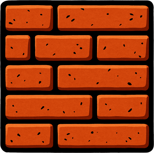 A brick tile, 2d.
In-Game asset.  2d.  High contrast.  No shadows