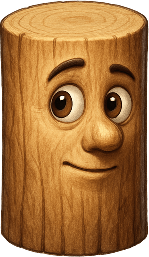 La imagen es una ilustración digital de un personaje animado que parece ser un trozo de madera o un objeto de madera con características humanoides y una expresión amigable pero algo peculiar.

Aquí una descripción detallada:

Cuerpo Principal (Tronco): El cuerpo principal del personaje es un cilindro de madera de color marrón claro, con una textura que sugiere vetas de madera. La parte superior es redondeada, formando la "cabeza".

Ultra Realista

Rostro: La "cabeza" tiene un rostro con rasgos humanos:

Ojos: Dos ojos grandes y redondos, con iris marrones y pupilas negras que miran ligeramente hacia el lado izquierdo del personaje. Tienen un brillo que les da un aspecto vívido.

Cejas: Cejas finas y elevadas, que contribuyen a la expresión de sorpresa o curiosidad.

Nariz: Una nariz pequeña y estilizada que sobre.
In-Game asset.  2d.  High contrast.  No shadows. Ultra Realista. Ultra Realista