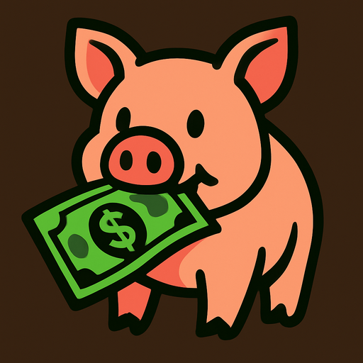 Pig with dollar in mouth.
In-Game asset.  2d.  High contrast.  No shadows