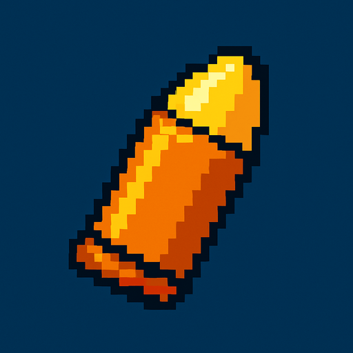 Bala, pixelart.
In-Game asset.  2d.  High contrast.  No shadows