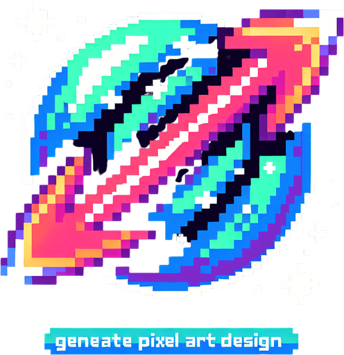 pixel art bubble with 2 fast foward arrows neon color.
Single Game Texture. In-Game asset. 2d. Blank background. High contrast. No shadows.