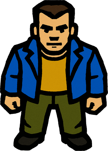 GTA 2 karakteri.
In-Game asset.  2d.  High contrast.  No shadows
