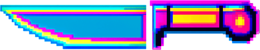 A kitchen knife. Side view. 80s arcade machine graphics..
In-Game asset.  2d.  High contrast.  No shadows