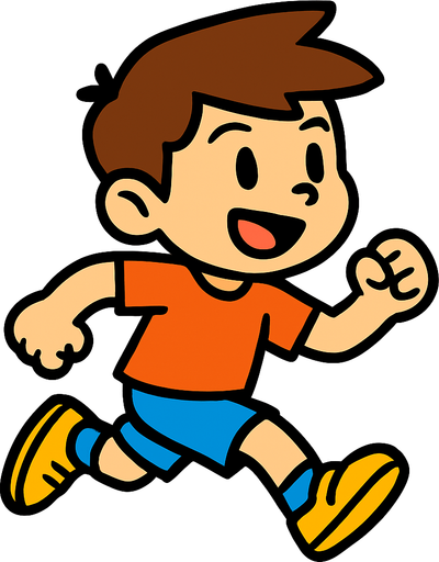 Boy running.
In-Game asset.  2d.  High contrast.  No shadows