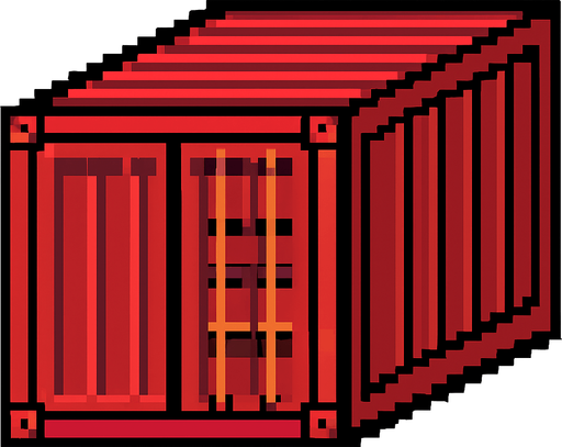 shipping container box pixel.
In-Game asset.  2d.  High contrast.  No shadows. one side only.
In-Game asset.  2d.  High contrast.  No shadows