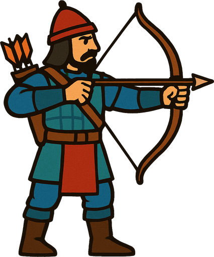 Okçu piyade savaşçı.
In-Game asset.  2d.  High contrast.  No shadows
