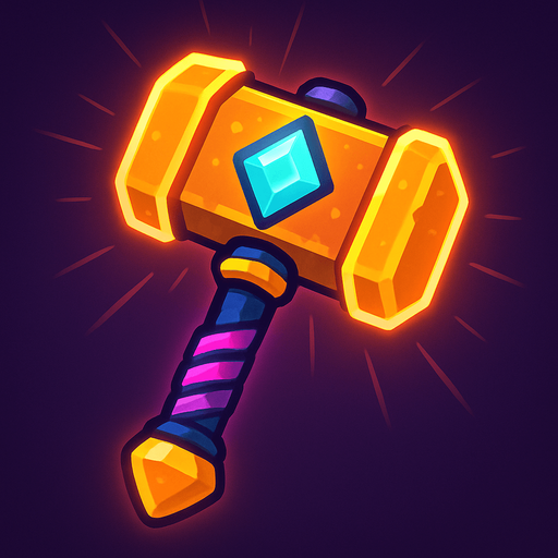 güzel ışıklı bir çekiç.
In-Game asset.  2d.  High contrast.  No shadows