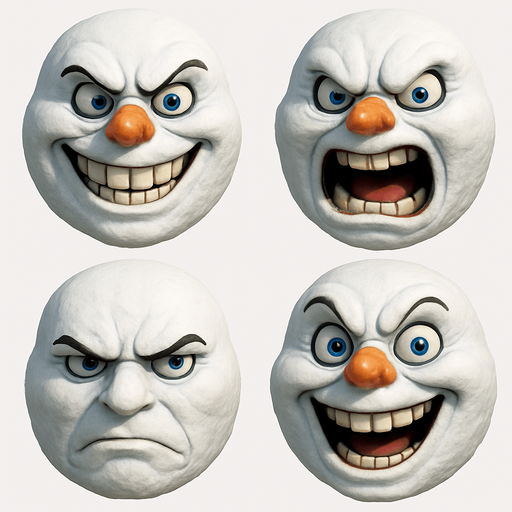3D Scary and funny jack frost the snowman face meme, different faces look, face only
In-Game asset.  3D.  High contrast.  No shadows. face only