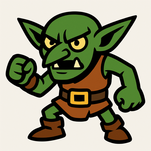 goblin.
In-Game asset.  2d.  High contrast.  No shadows
