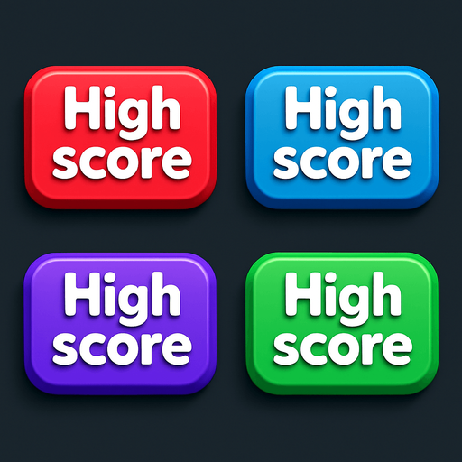 3D pack of buttons have text "Hich score". different colors. HD colors.
In-Game asset.  High contrast.  No shadows. 3D