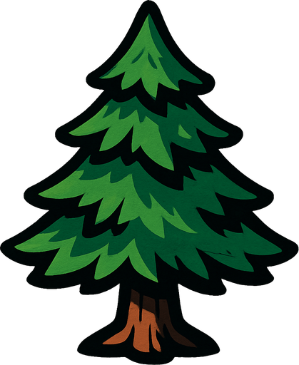 pine tree.
In-Game asset.  2d.  High contrast.  No shadows