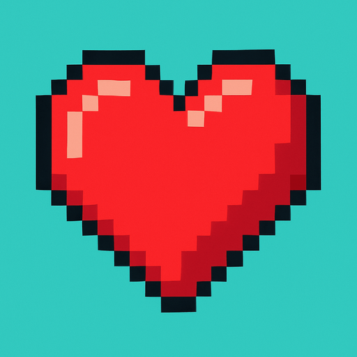 pixel art heart.
In-Game asset.  2d.  High contrast.  No shadows