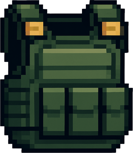 pixelart military armor.
In-Game asset.  2d.  High contrast.  No shadows