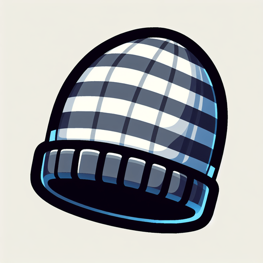 A striped beanie. Side profile. Cartoon..
Single Game Texture.  In-Game asset.  2d.  Blank background.  High contrast.  No shadows