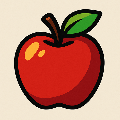 apple 2d.
In-Game asset.  2d.  High contrast.  No shadows