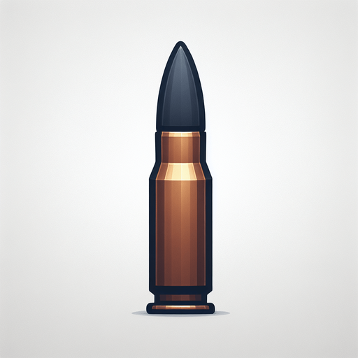 Bullet.
Single Game Texture. In-Game asset. 2d. Blank background. High contrast. No shadows.